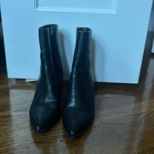 Black pointed toe booties